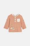 T-shirt tunisien rayé animaux orange bébé garçon