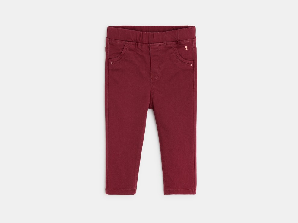 Jegging toile stretch uni violet bébé fille 1