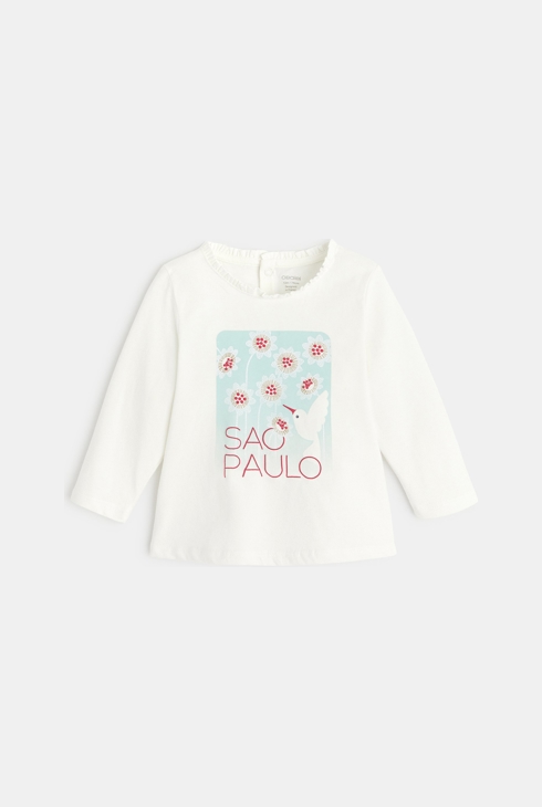 T-shirt a fiori Sao Paolo verde bimba 1