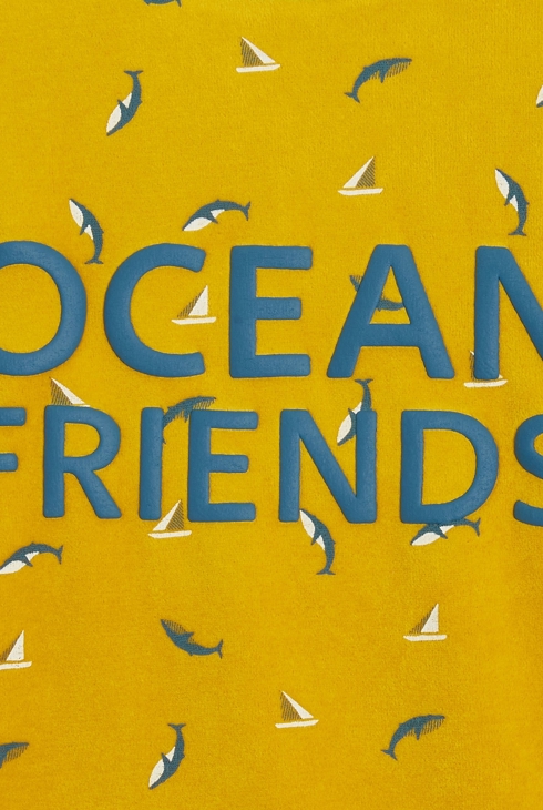 Zweiteiliger Pyjama aus Samt zum Thema Ozean Gelb Jungen 2