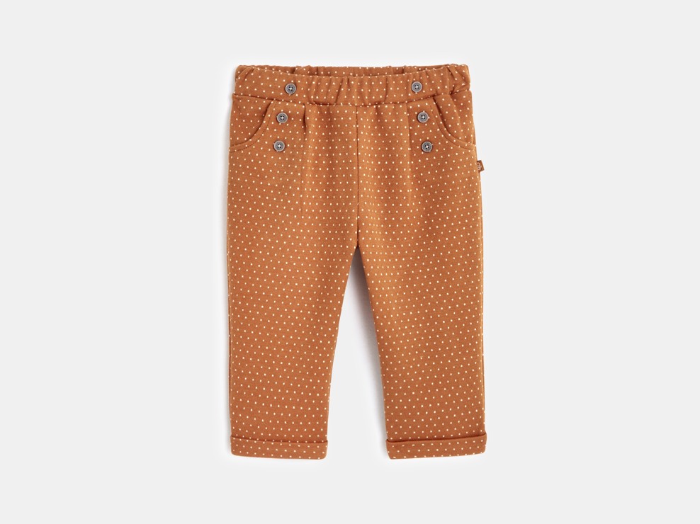 Pantalon à pois fantaisie marron bébé fille 1