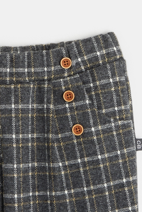 Pantalon carreaux fantaisie effet pont gris bébé fille