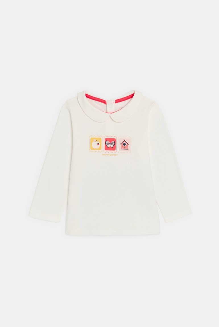 T-Shirt Bubikragen weiß Kleinkind Mädchen 1