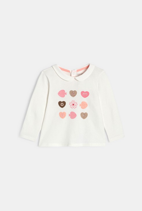 T-Shirt Bubikragen weiß Kleinkind Mädchen 1