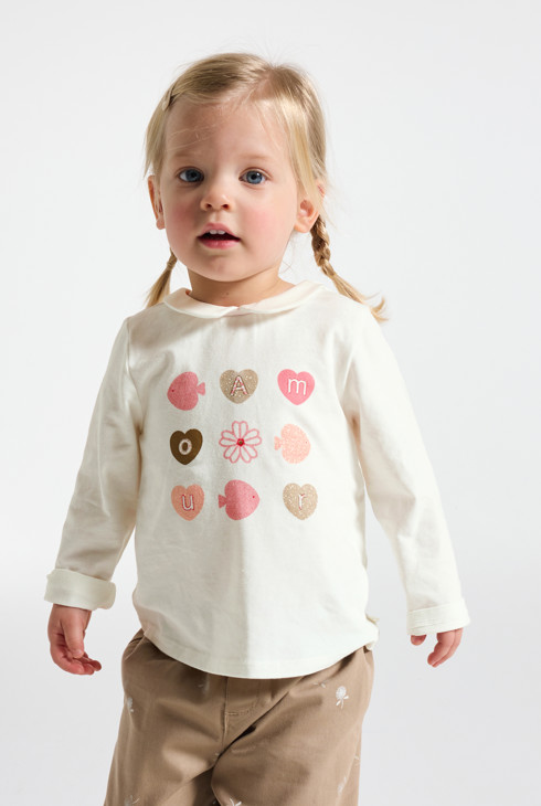 T-shirt col claudine blanc bébé fille 2
