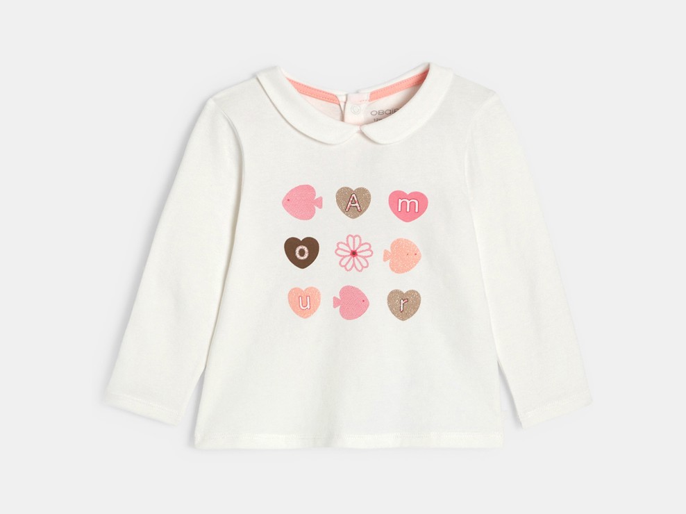T-shirt col claudine blanc bébé fille 2