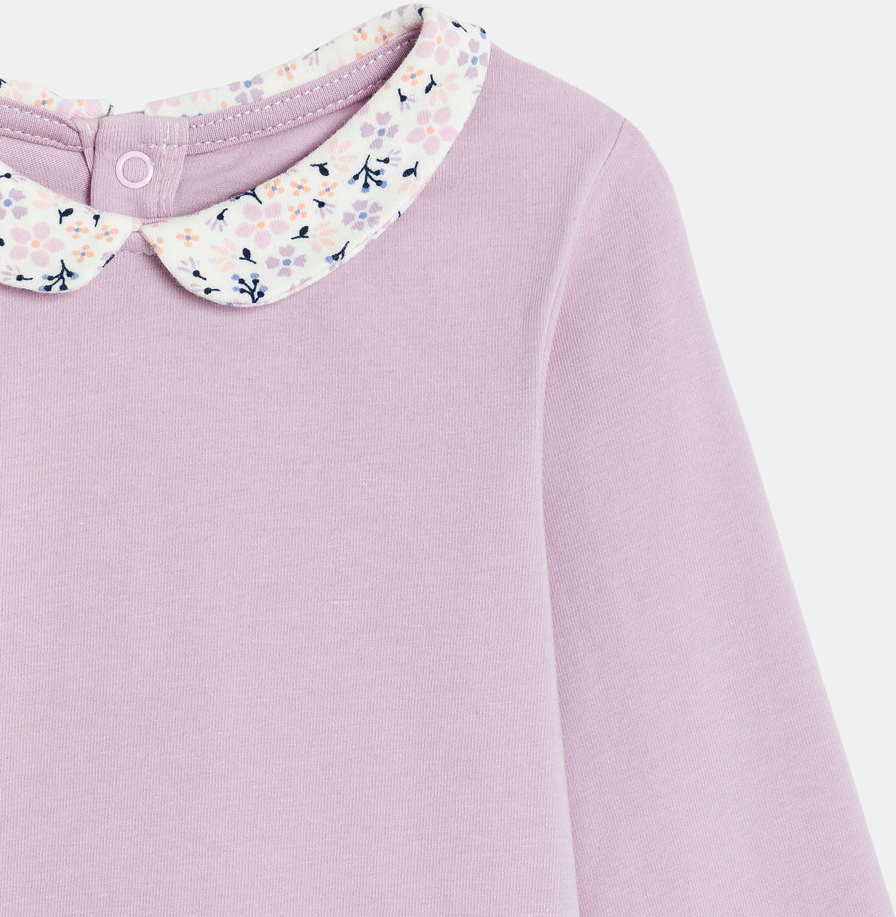 Mädchen-T-Shirt in Mauve mit Bubikragen für Kleinkinder 2