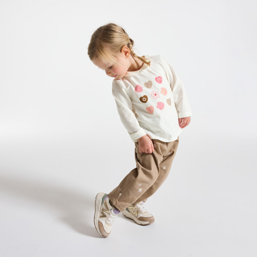 T-shirt Col Claudine Blanc Bébé Fille - Imprimé Orange - 23M - OBAIBI