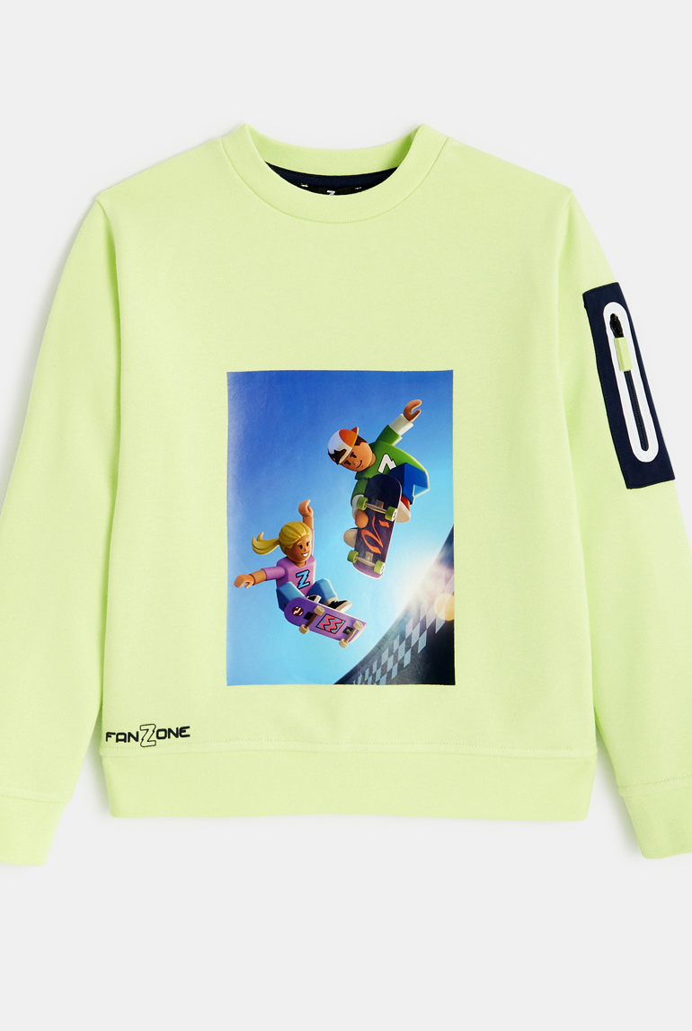 Sweat col rond avec safe pocket Z vert garçon 1