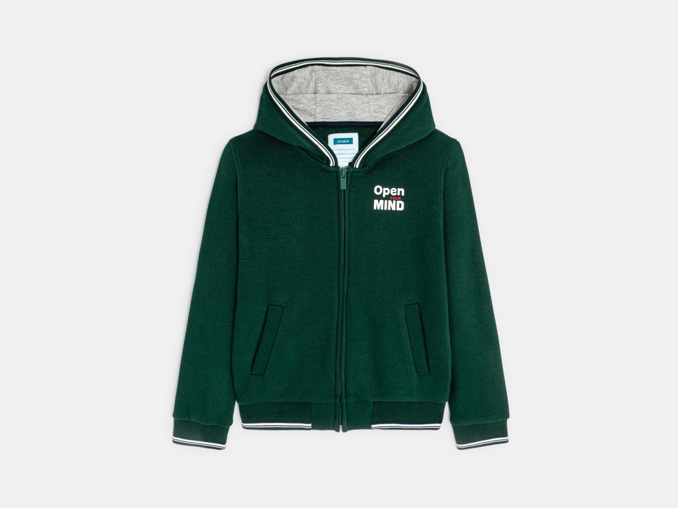 Felpa con cappuccio "Open Mind" verde bambino 1