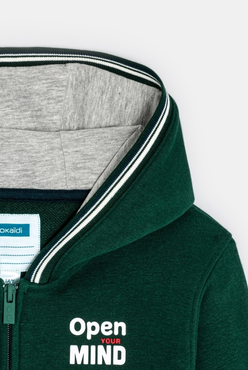 Sweatshirt mit Kapuze „open mind“ Grün Jungen