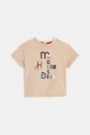 T-shirt rayé à message ludique blanc bébé garçon
