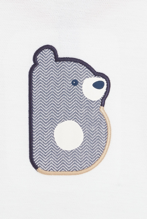 Polohemd mit Chambray-Kragen mit Bärenmotiv Weiß Baby Jungen 2
