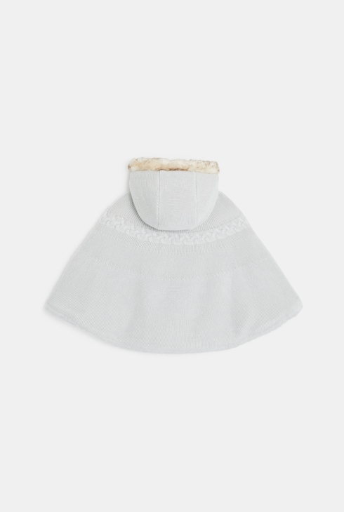 Manteau-pull maille doublée à capuche gris bébé fille