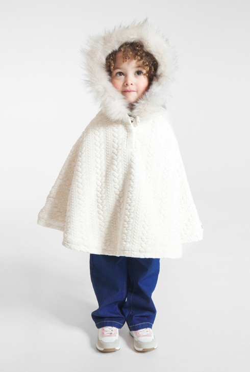 Gefütterter Pullover-Mantel mit Kapuze Beige Baby Mädchen 1