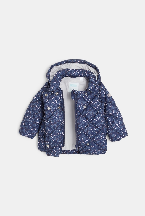 Doudoune légère matelassée fleurie bleue bébé fille