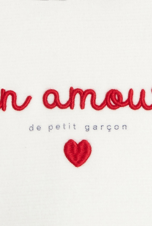 Strampler aus geripptem Velours mit Aufschrift Weiß Baby Jungen 2