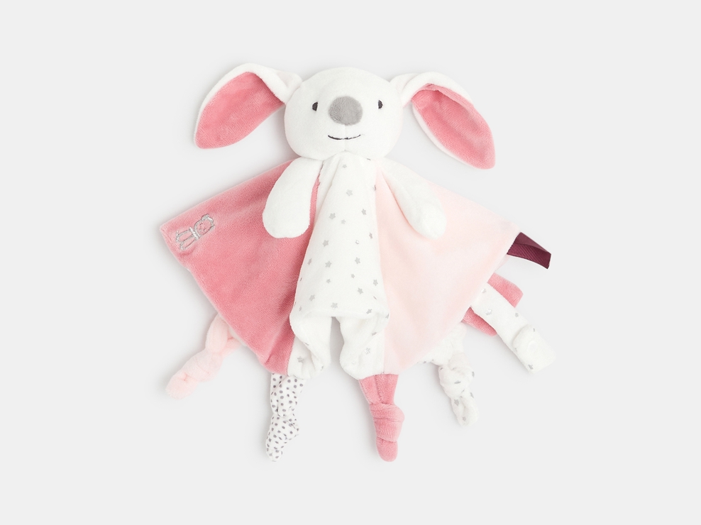 Doudou plat velours lapin rose naissance 1