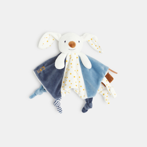 Doudou plat velours lapin bleu naissance 1