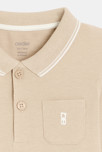 Polo piqué uni manches longues beige bébé garçon 2