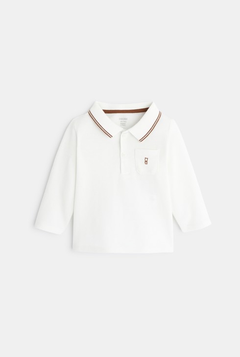 Bijela polo majica od pikea dugih rukava za dječake 2