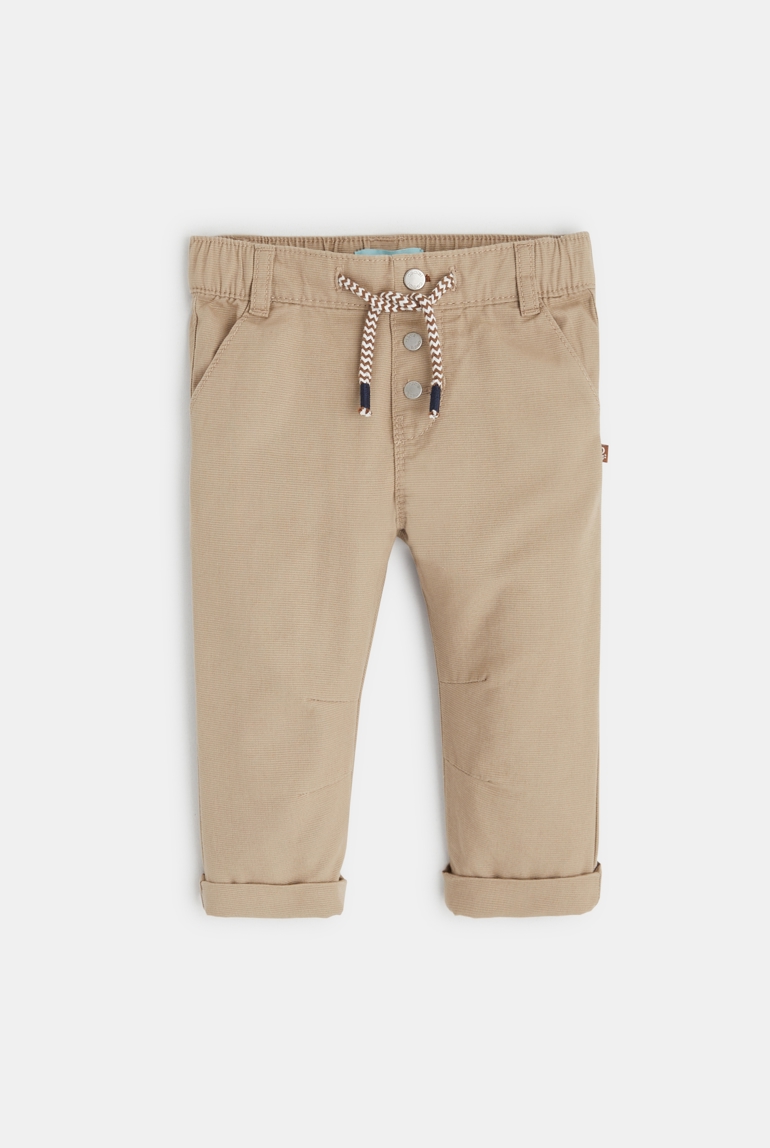 Pantalon regular coton fantaisie beige bébé garçon 1