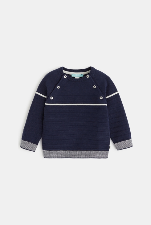 Pull rayé tricot fantaisie bleu bébé garçon 1