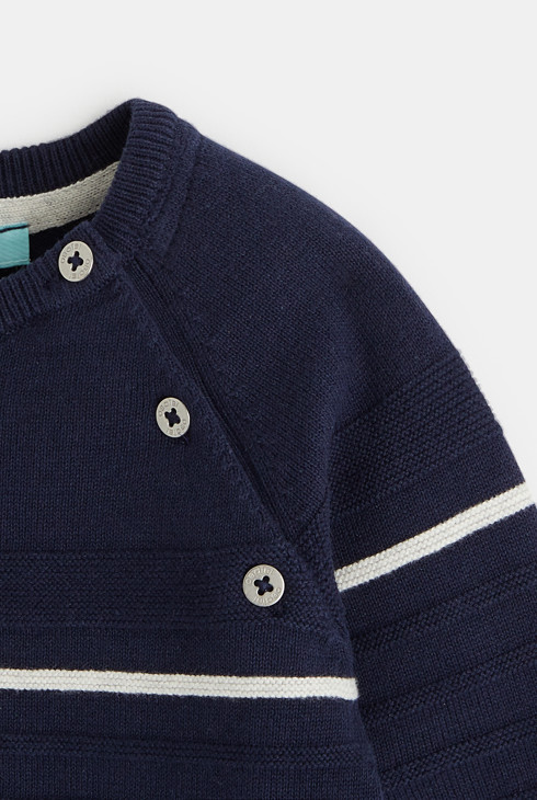 Pull rayé tricot fantaisie bleu bébé garçon 2