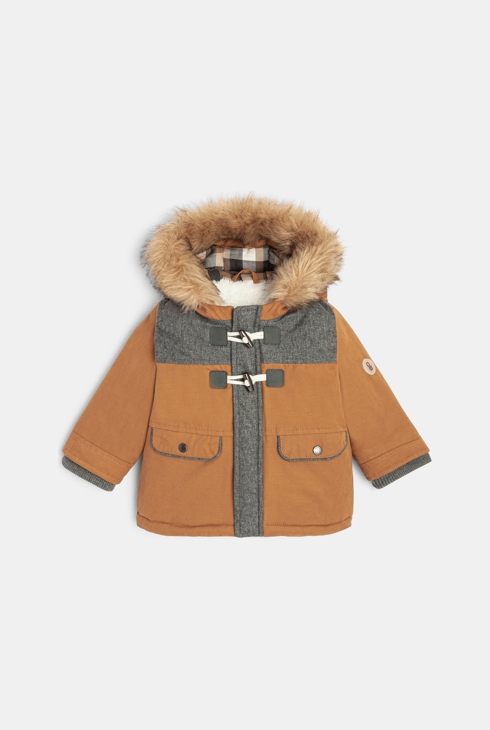 Manteau de ville à capuche marron bébé garçon 1