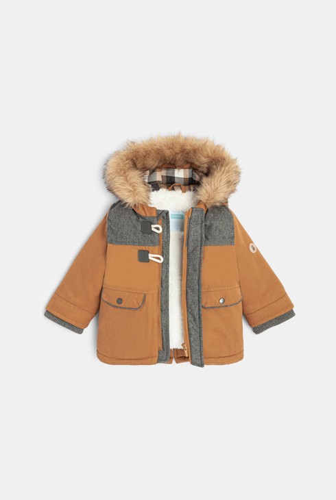 Manteau de ville à capuche marron bébé garçon 2