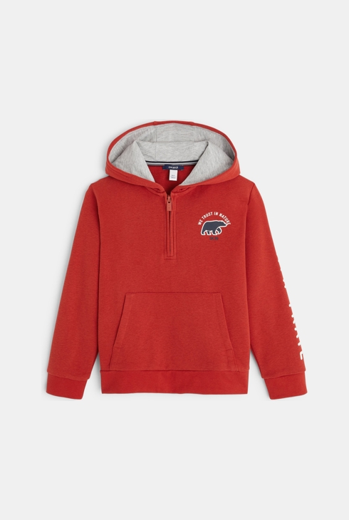 Sweat-shirt à capuche orange garçon 1