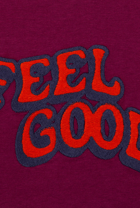 T-shirt garçon broderie violet en coton recyclé Catimini