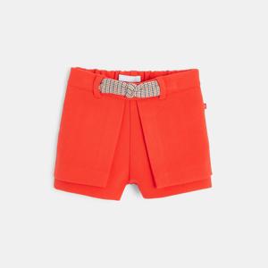 Short à pans effet jupe rouge bébé fille 1