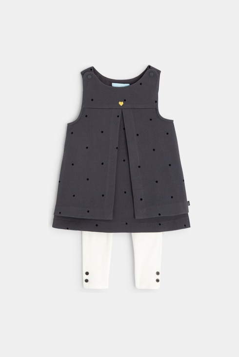 Robe à pans et legging grise bébé fille 1