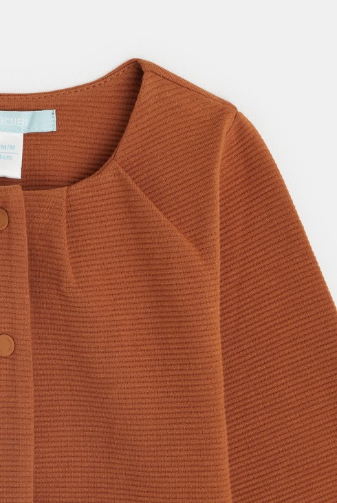 Jaqueta de cotó de rombes amb plecs marró bebè nena 2