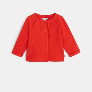 Gilet coton à pois rouge bébé fille 1