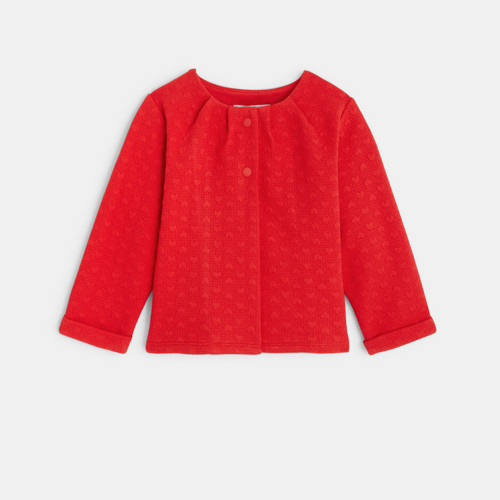 Gilet Molleton Rouge Bébé Fille - Rouge Brésil - 6M - OBAIBI