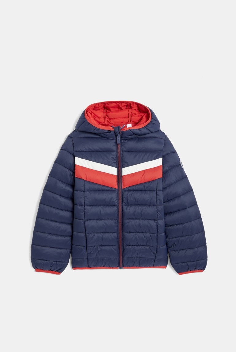 Wasserabweisende leichte Steppjacke mit Kapuze Blau Jungen 1