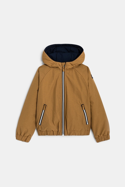 Blouson doublé à capuche marron garçon