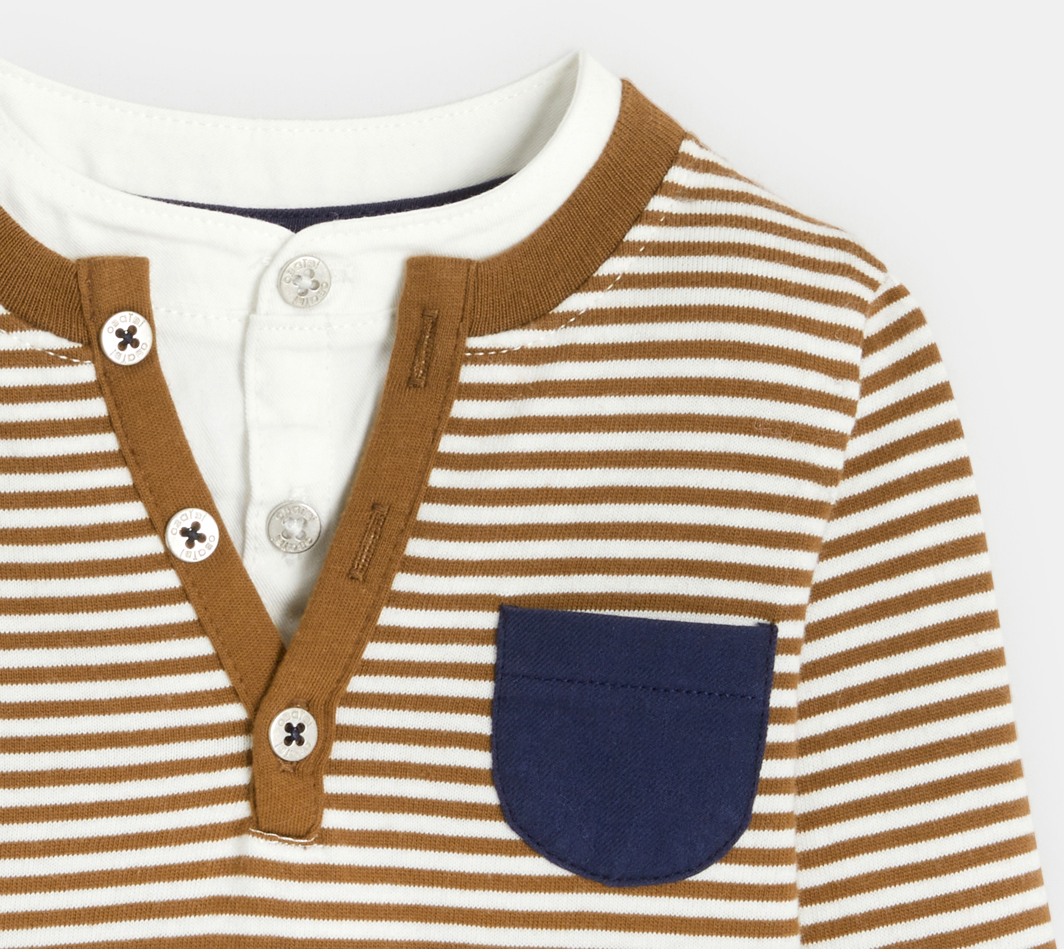 T-shirt tunisien rayé marron bébé garçon 2