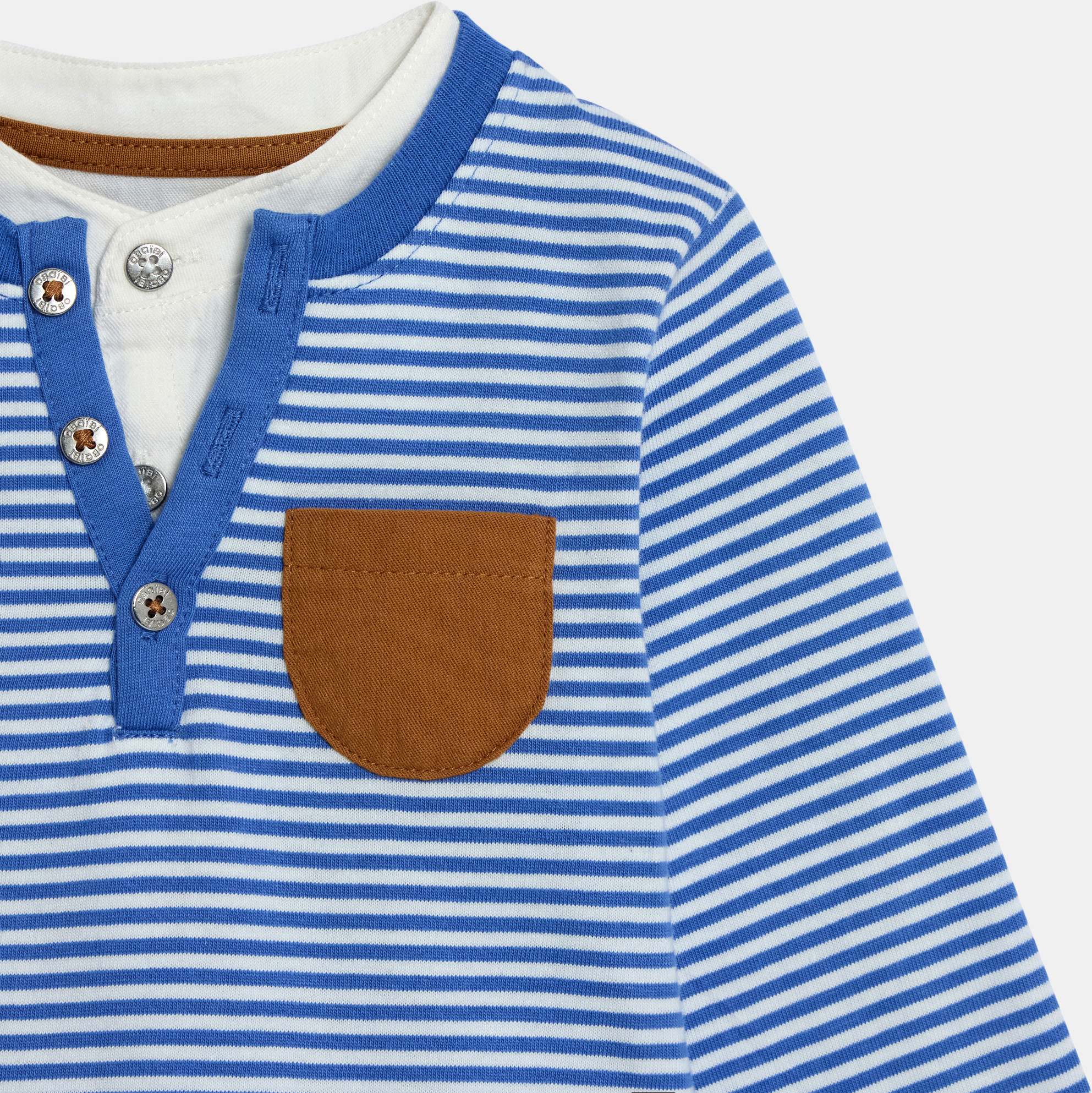 Blauw gestreept T-shirt met henleykraag voor babyjongens 2