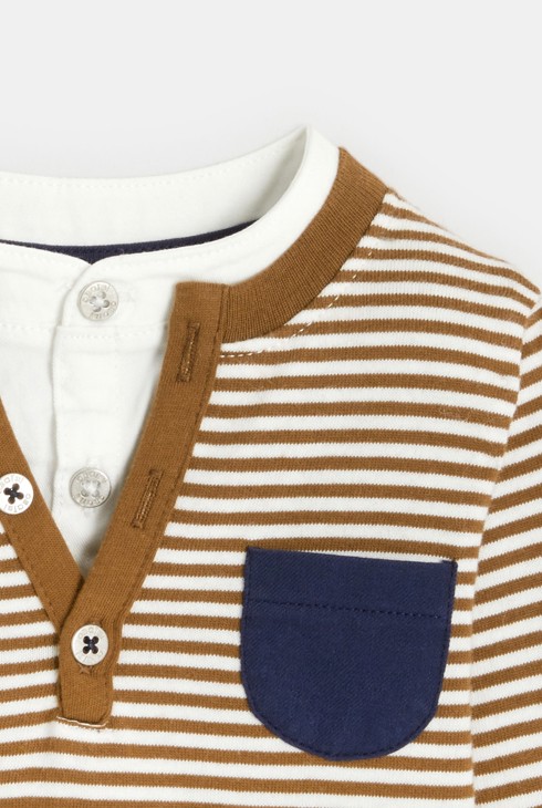 T-shirt tunisien rayé marron bébé garçon 2