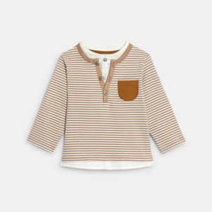 Baby boy's brown Henley-neck T-shirt 1