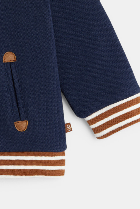 Gilet molleton nid d'abeille capuche amovible bleu bébé garçon 2