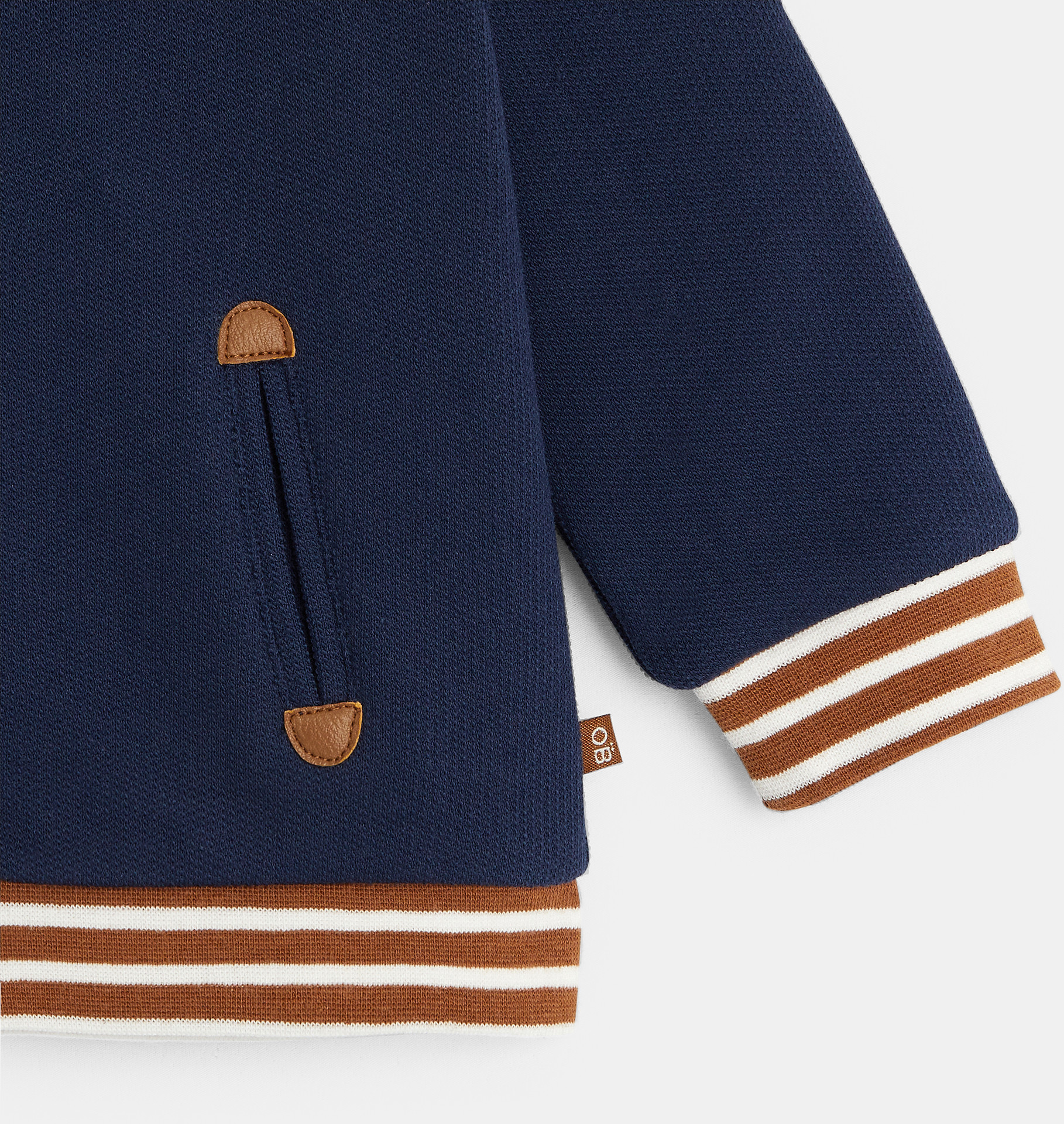 Gilet molleton nid d'abeille capuche amovible bleu bébé garçon 2