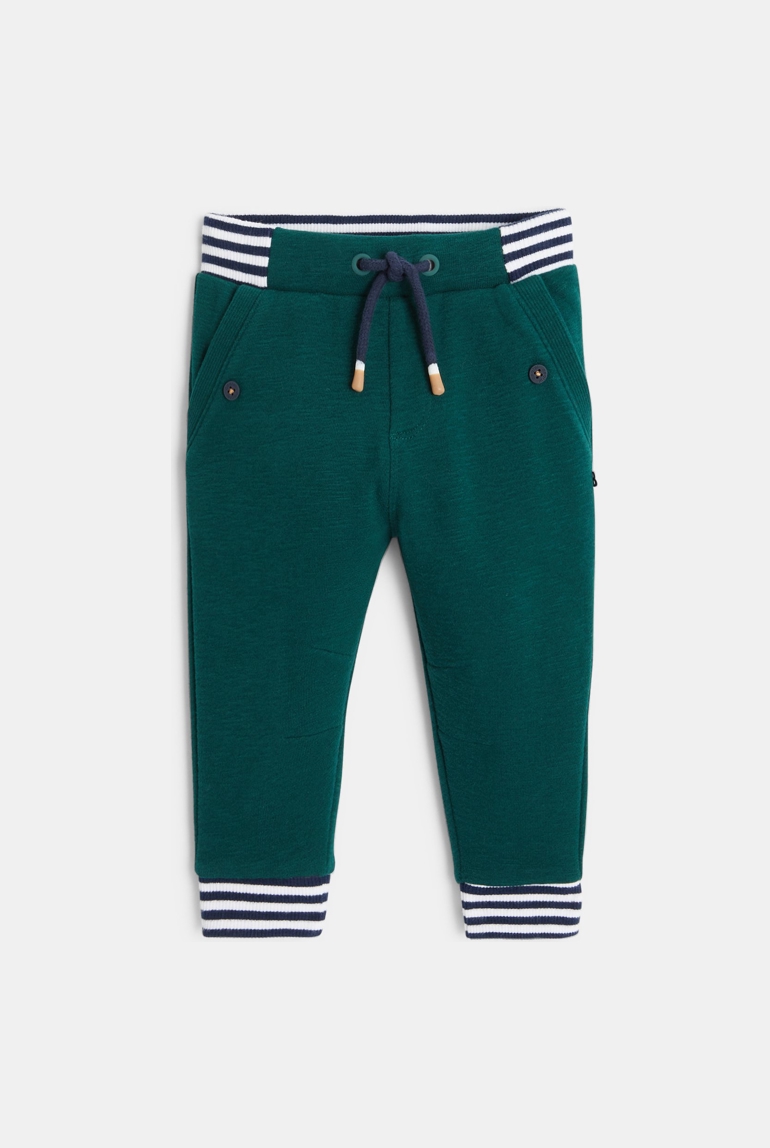 Groen gestreepte fleece joggingbroek voor babyjongens 1