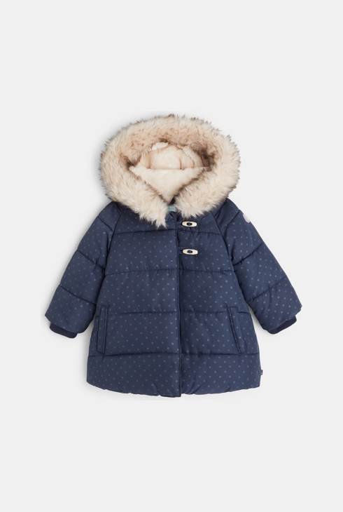 Doudoune épaisse fourrée déperlante bleue bébé fille 1