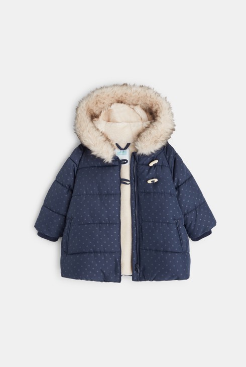 Doudoune épaisse fourrée déperlante bleue bébé fille 2