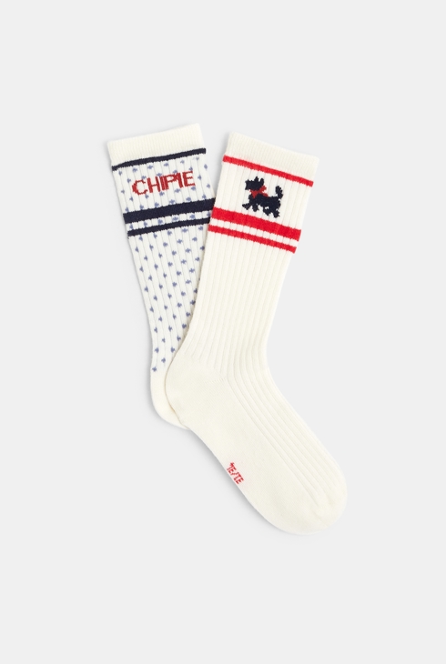 Chaussettes brodées Chipie blanches fille