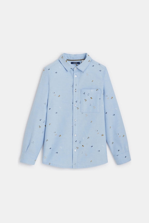 Mit kleinen Motiven bedrucktes Hemd Blau Jungen 1